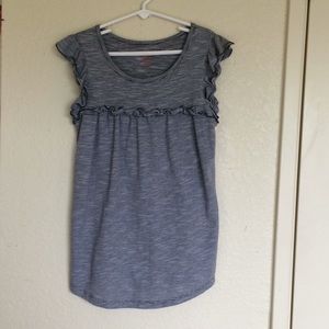 Cat & Jack Girls gray ruffle top size 10-12